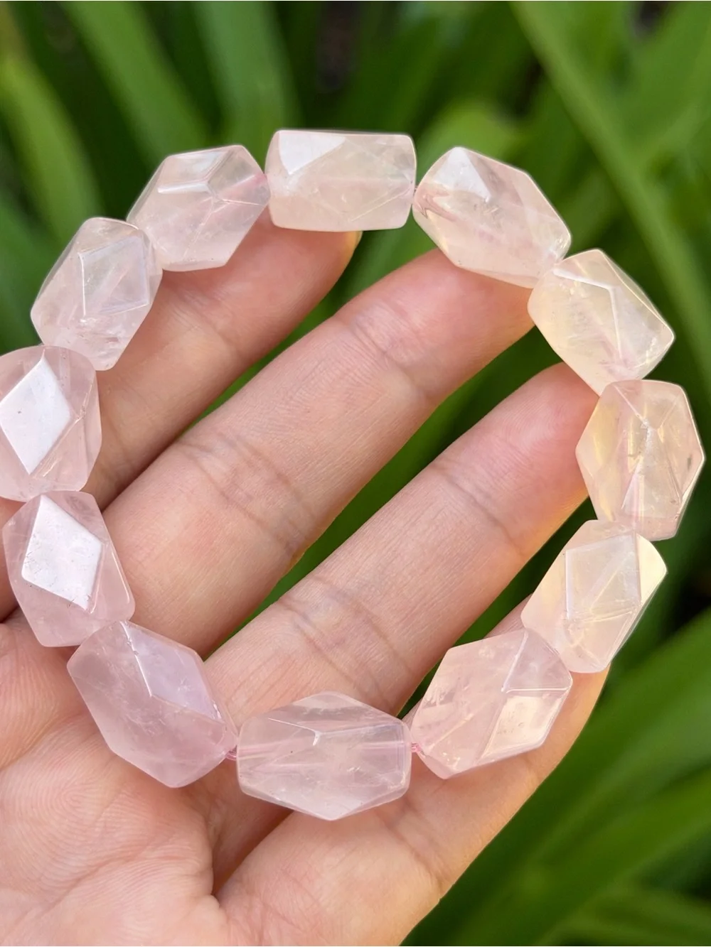 13mm Rose Quartz Faceted Beaded Stretch Bracelet 2050